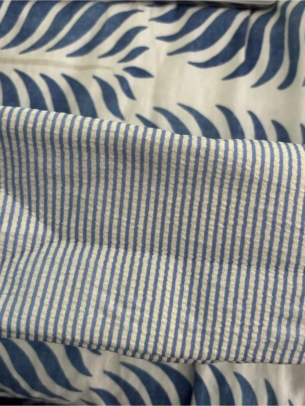 Searsucker/ Striped Blue Cosmetic Case with Aqua 'W' initial